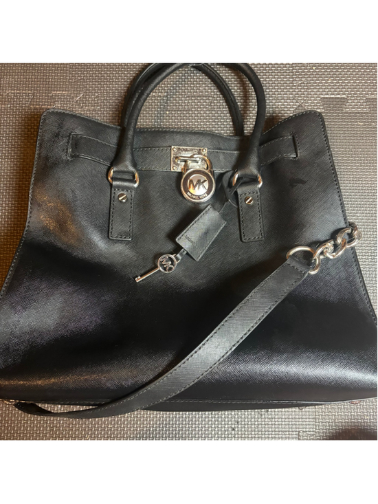 Michael Kors Handbags - Michael Kors Hamilton Black Saffiano Leather Satchel Handbag Lock Key Strap